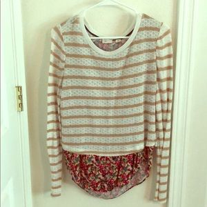 Anthropologie Striped and Flower Top